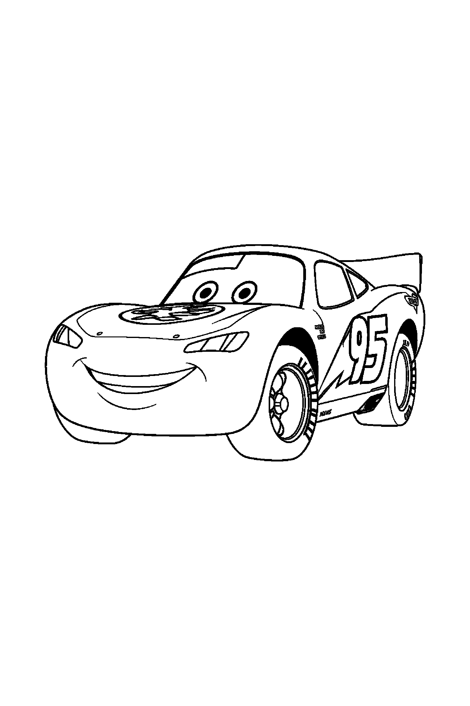Coloriage Cars gratuit à imprimer : Martin debout avec les deux bras visibles et bien attachés au corps