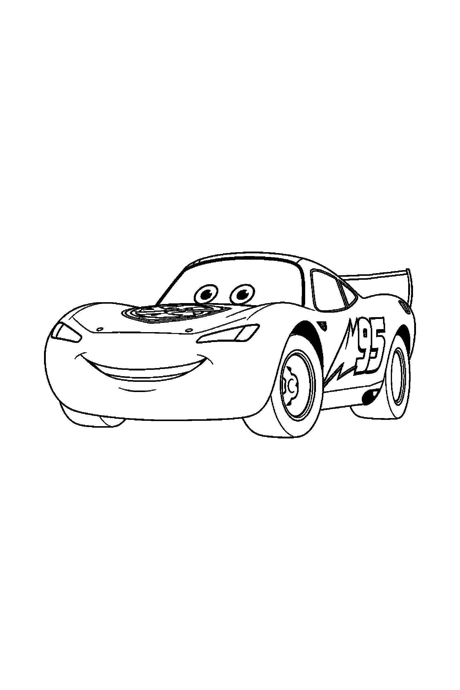 Coloriage Cars gratuit à imprimer : portrait facile avec Sally et de grands contours