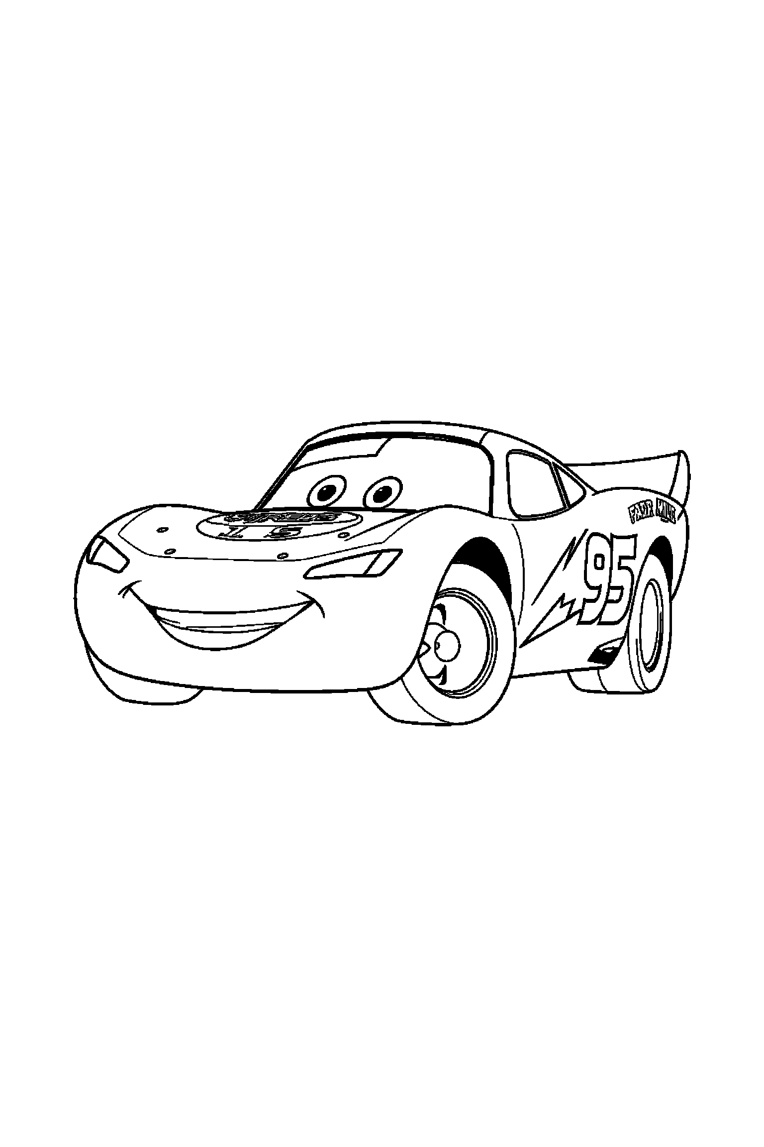 Coloriage Cars gratuit à imprimer : un camion souriant devant un cône