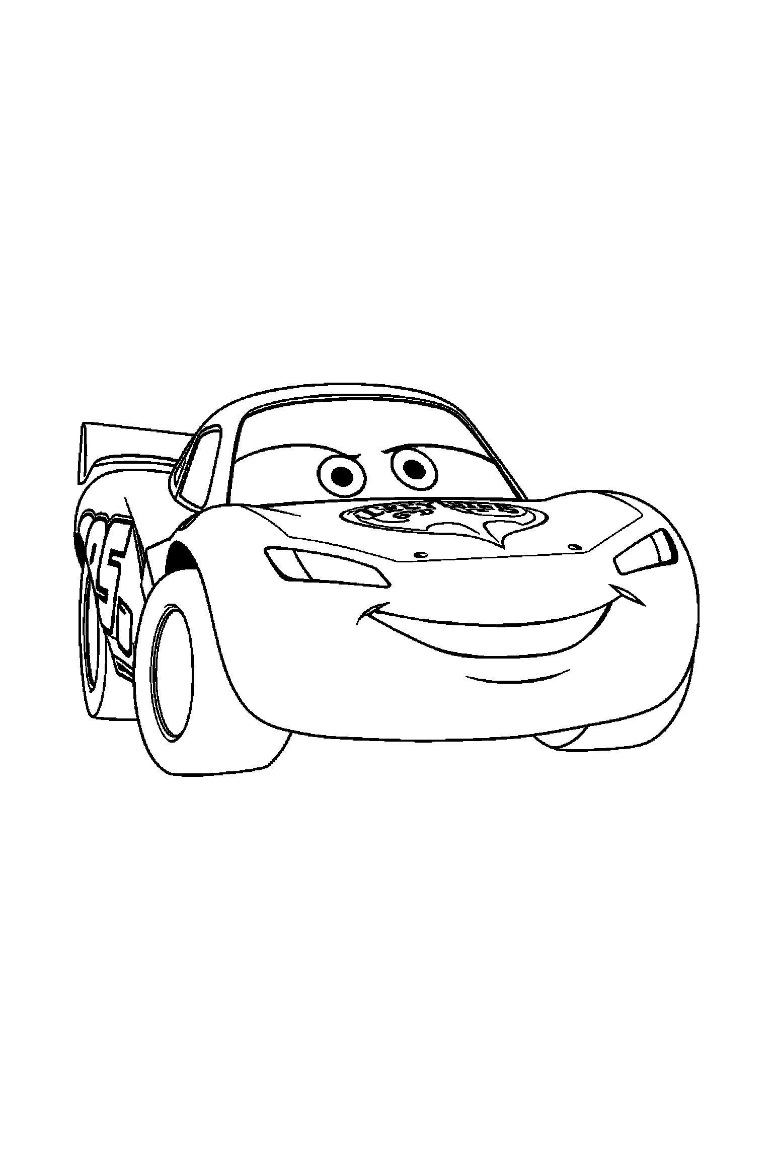 Coloriage Cars gratuit à imprimer : Sally avec éclairs autour de lui