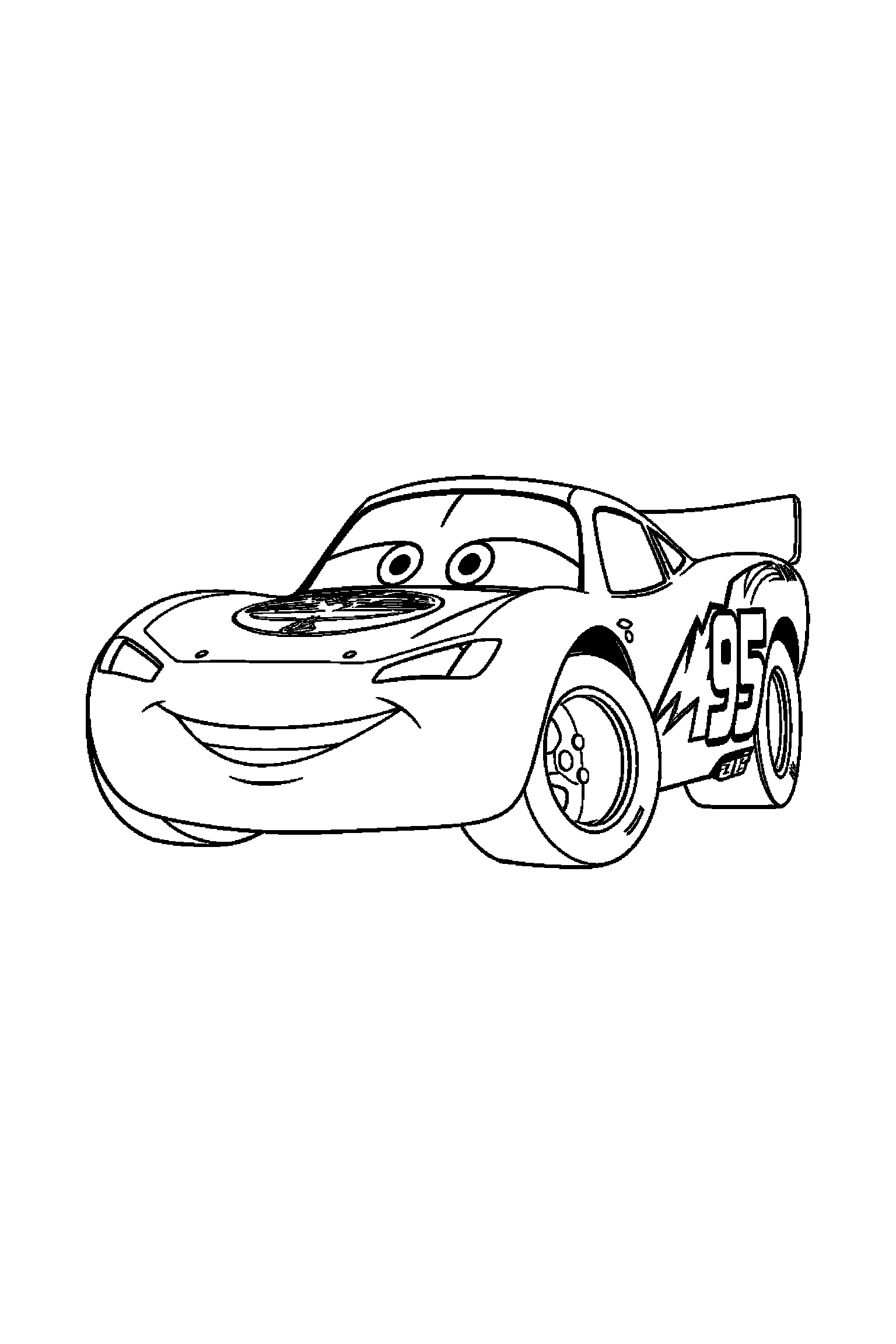 Coloriage Cars gratuit à imprimer : un camion souriant tenant une fleur