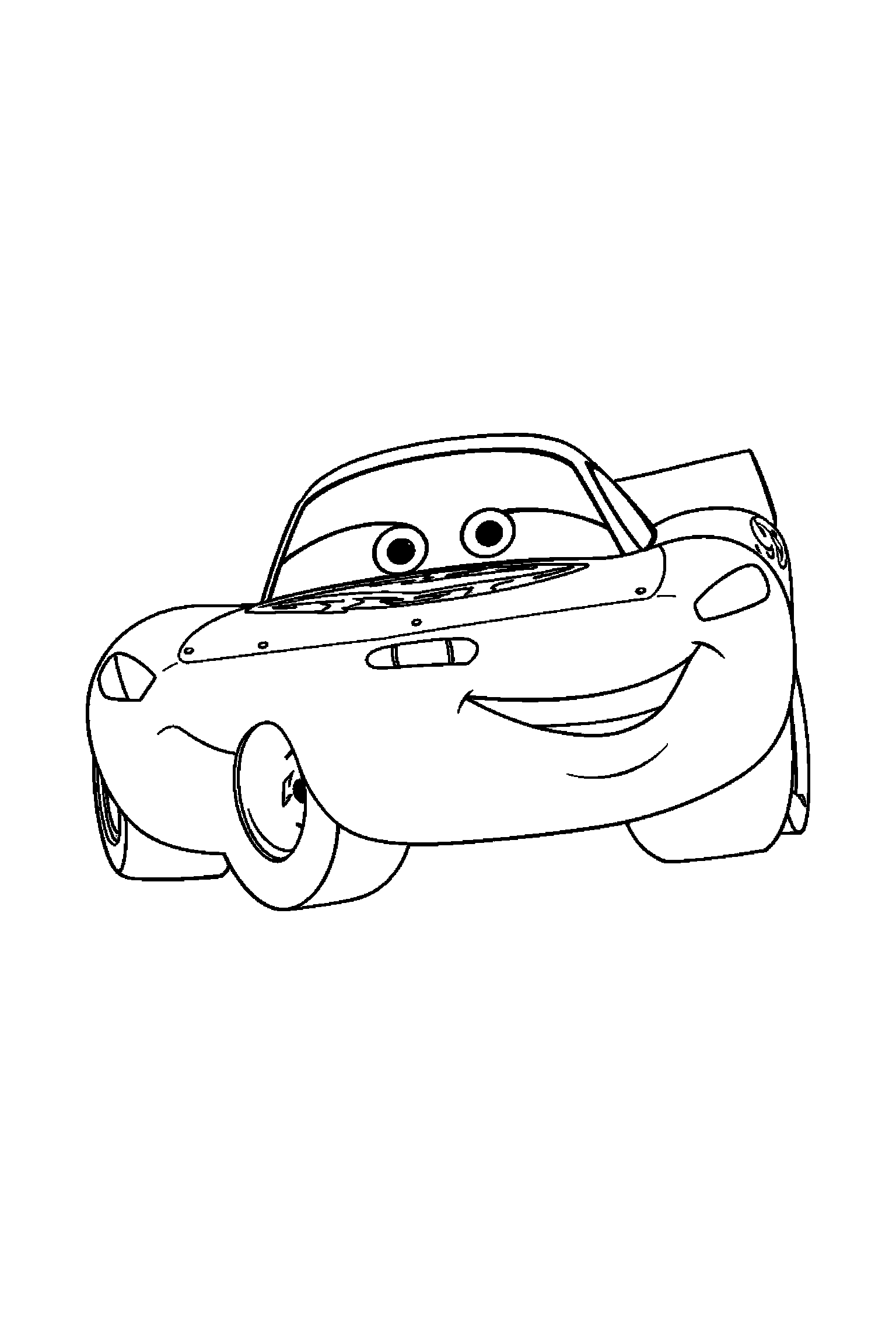Coloriage Cars gratuit à imprimer : Sally avec un cadeau fermé