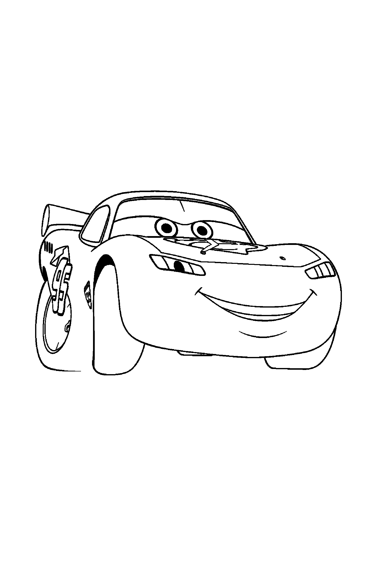 Coloriage Cars gratuit à imprimer : une voiture de course en portrait facile à colorier