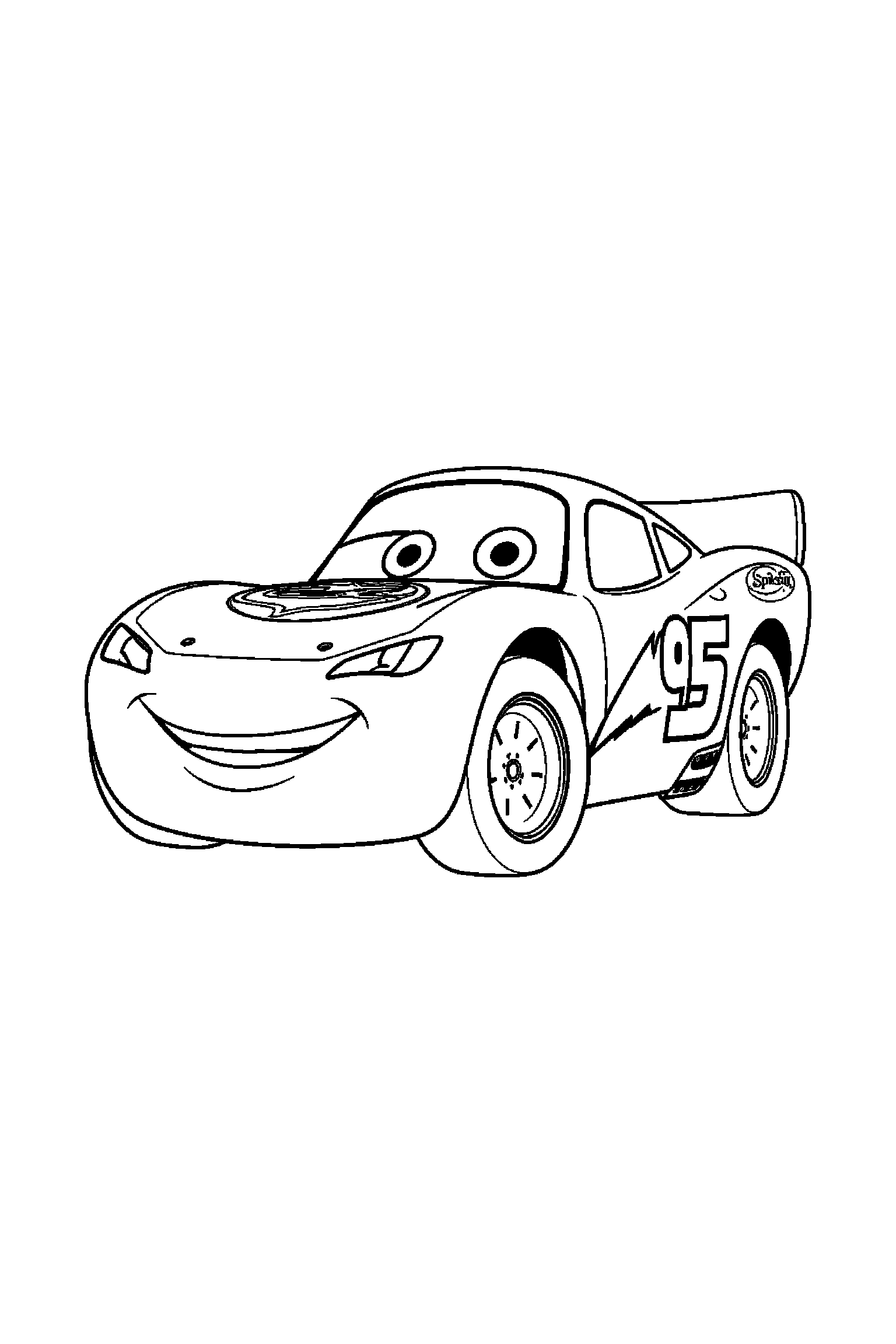 Coloriage Cars gratuit à imprimer : un camion souriant qui dort paisiblement