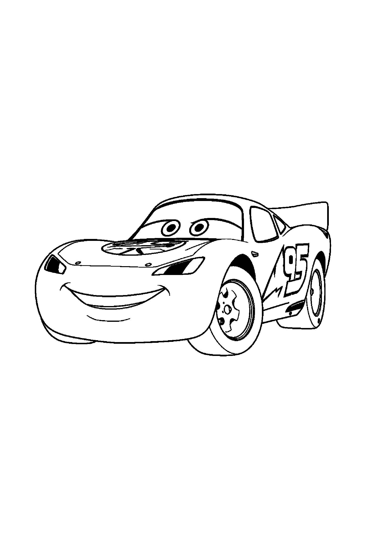Coloriage Cars gratuit à imprimer : Flash McQueen dans une pose héroïque facile