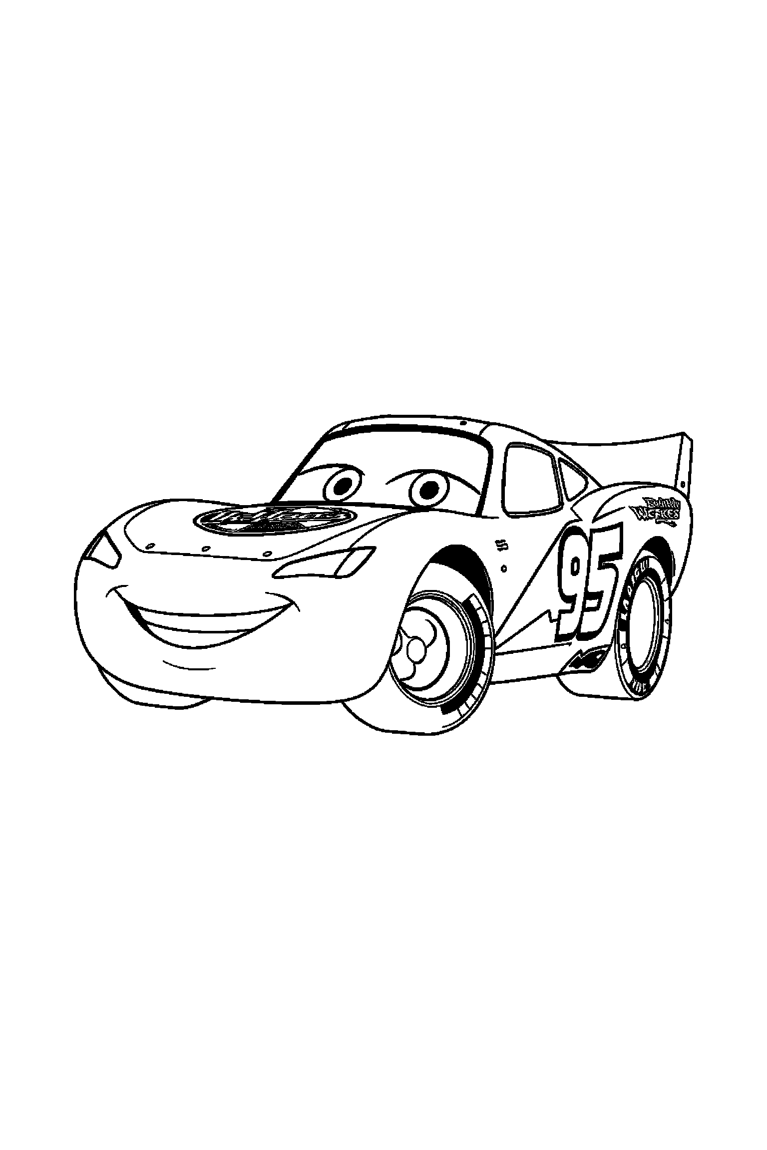 Coloriage Cars gratuit à imprimer : Sally entouré de grands contours arrondis