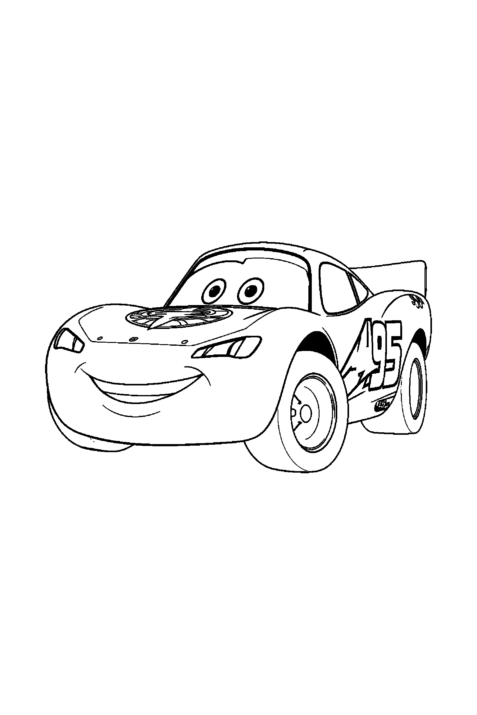 Coloriage Cars gratuit à imprimer : un camion souriant dans une pose de profil simple