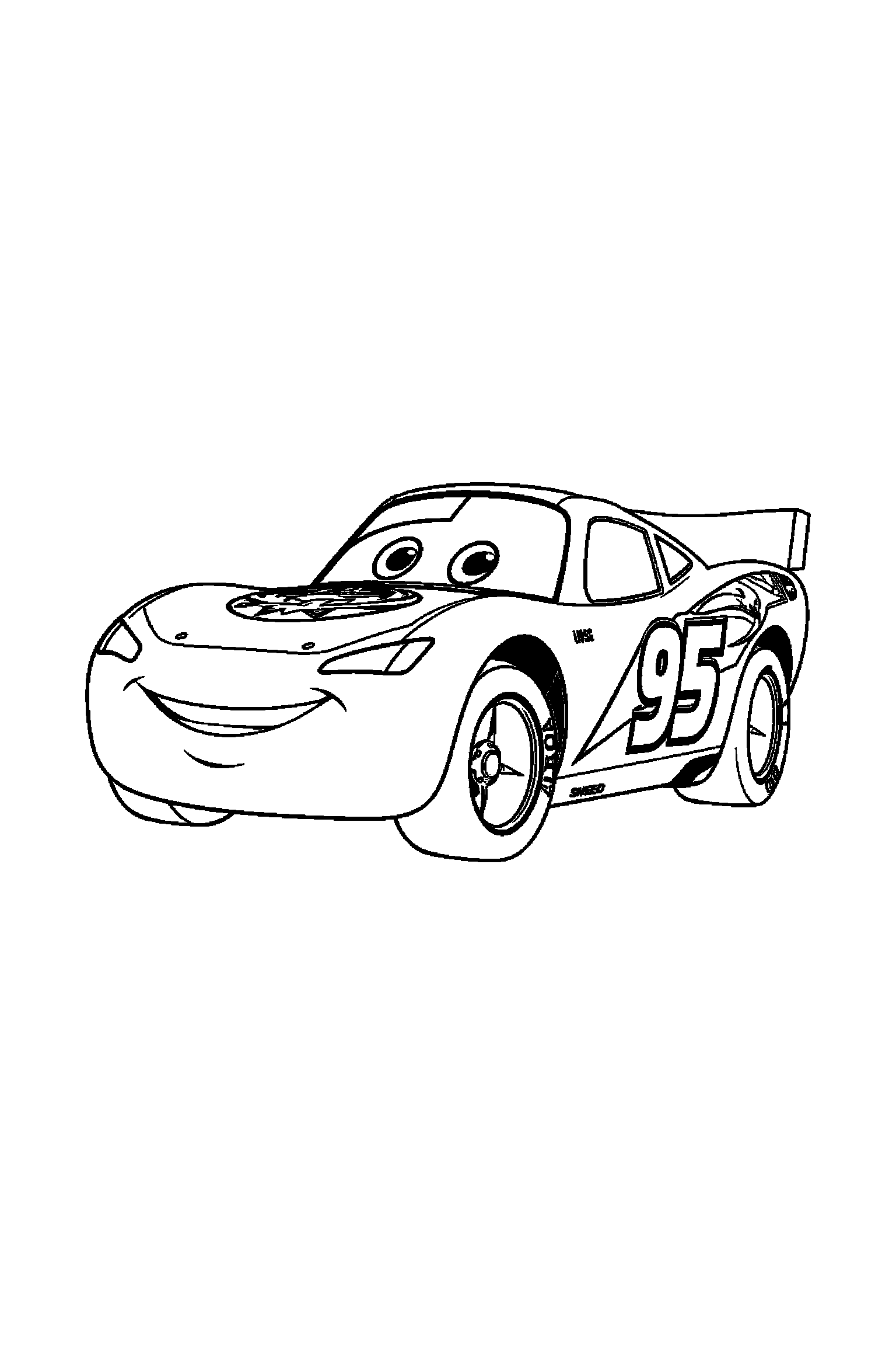 Coloriage Cars gratuit à imprimer : Flash McQueen avec un accessoire facile à colorier