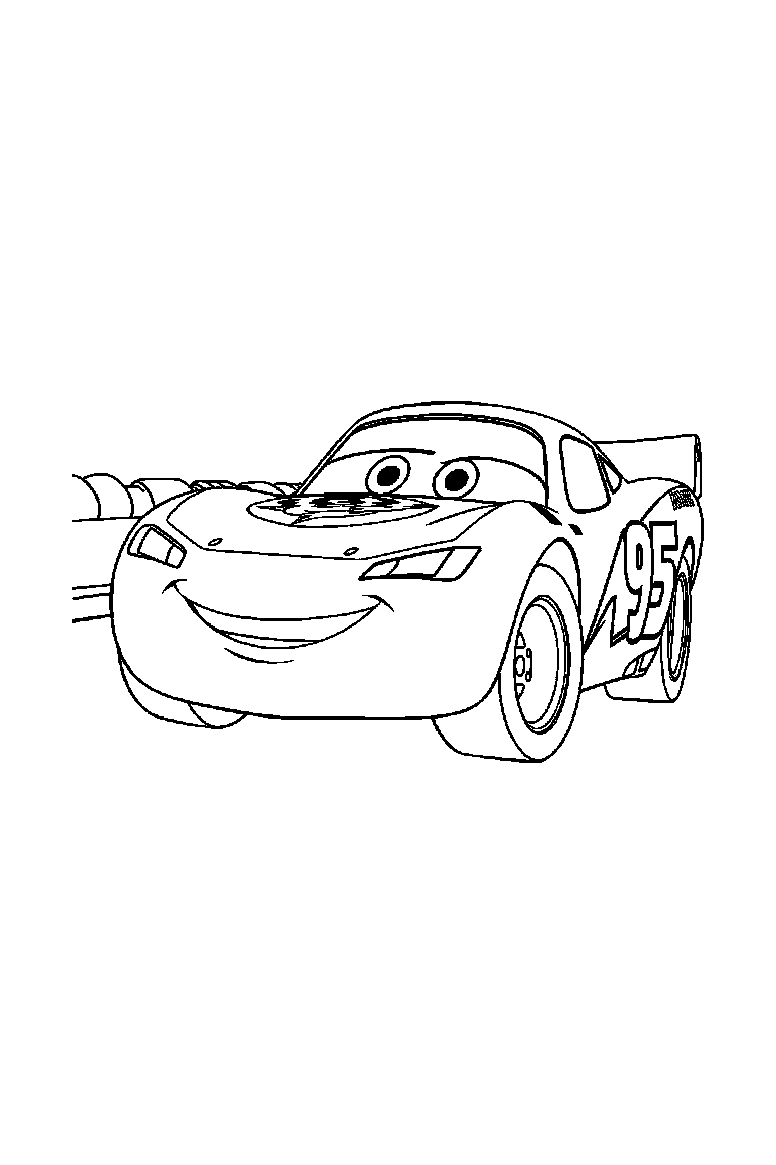 Coloriage Cars gratuit à imprimer : un camion souriant avec deux accessoires à colorier