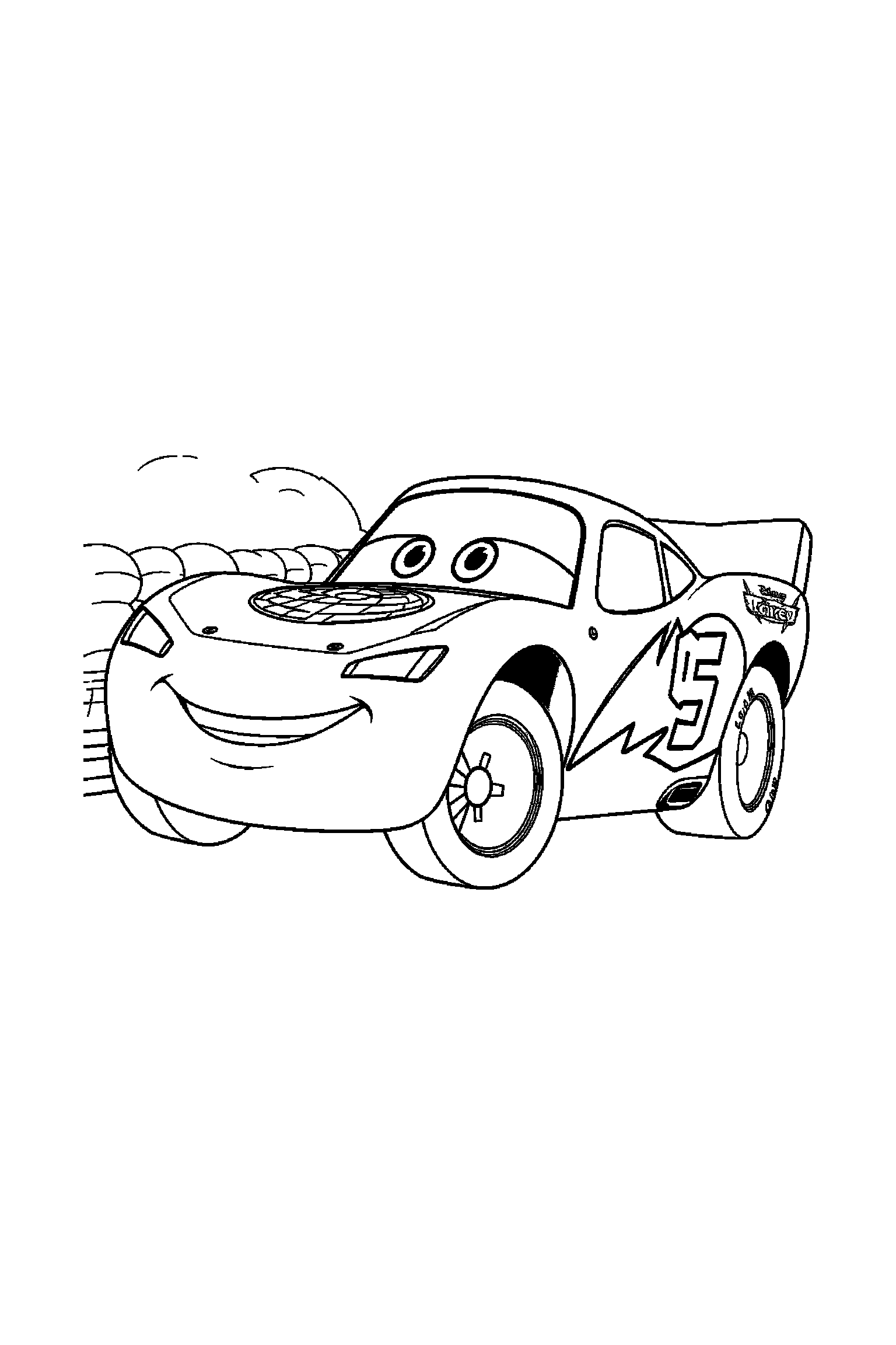 Coloriage Cars gratuit à imprimer : Sally entouré par des motifs éclairs