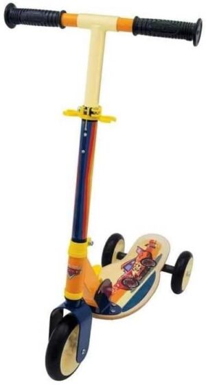 Patinette enfant Cars 3 roues en bois et métal, roues silencieuses