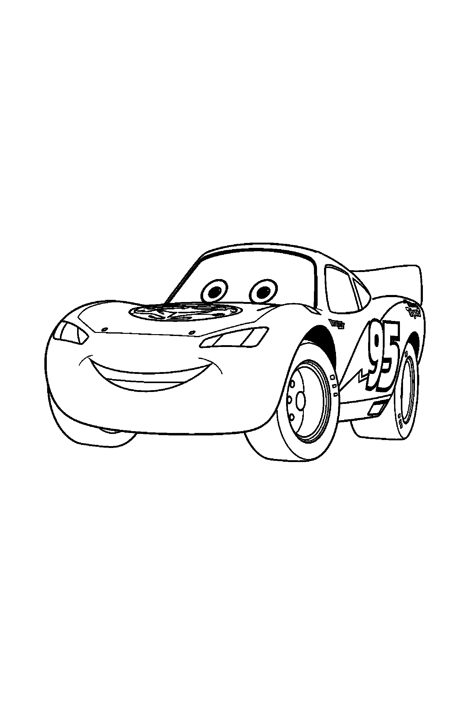 Coloriage Cars gratuit à imprimer : un camion souriant dans une scène joyeuse