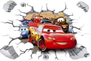 Sticker mural Cars 3D amovible pour chambre d’enfant