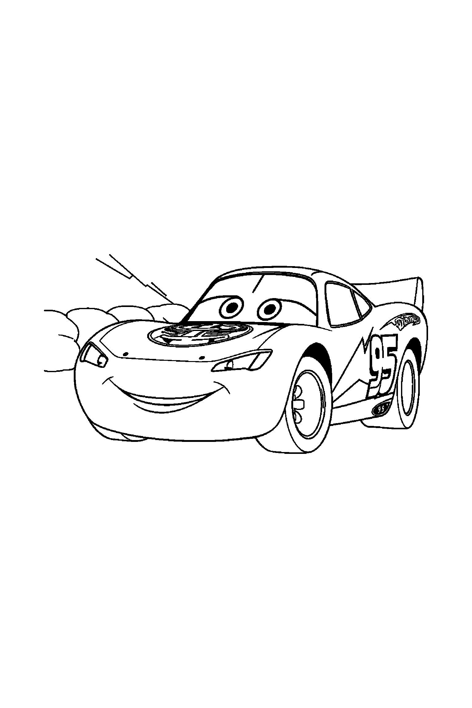 Coloriage Cars gratuit à imprimer : Sally en mouvement avec des lignes simples