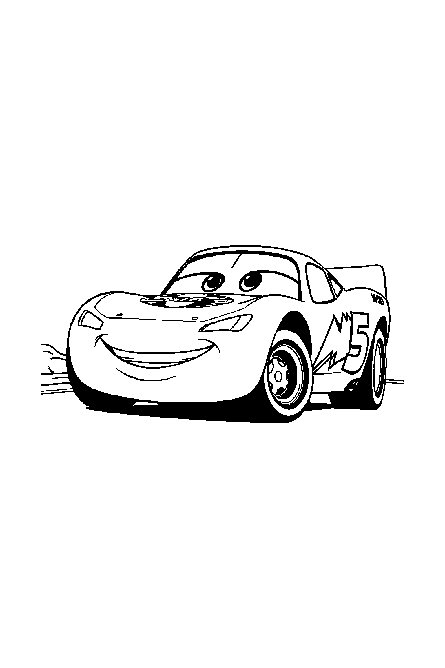 Coloriage Cars gratuit à imprimer : une voiture de course dans un cadre décoratif léger