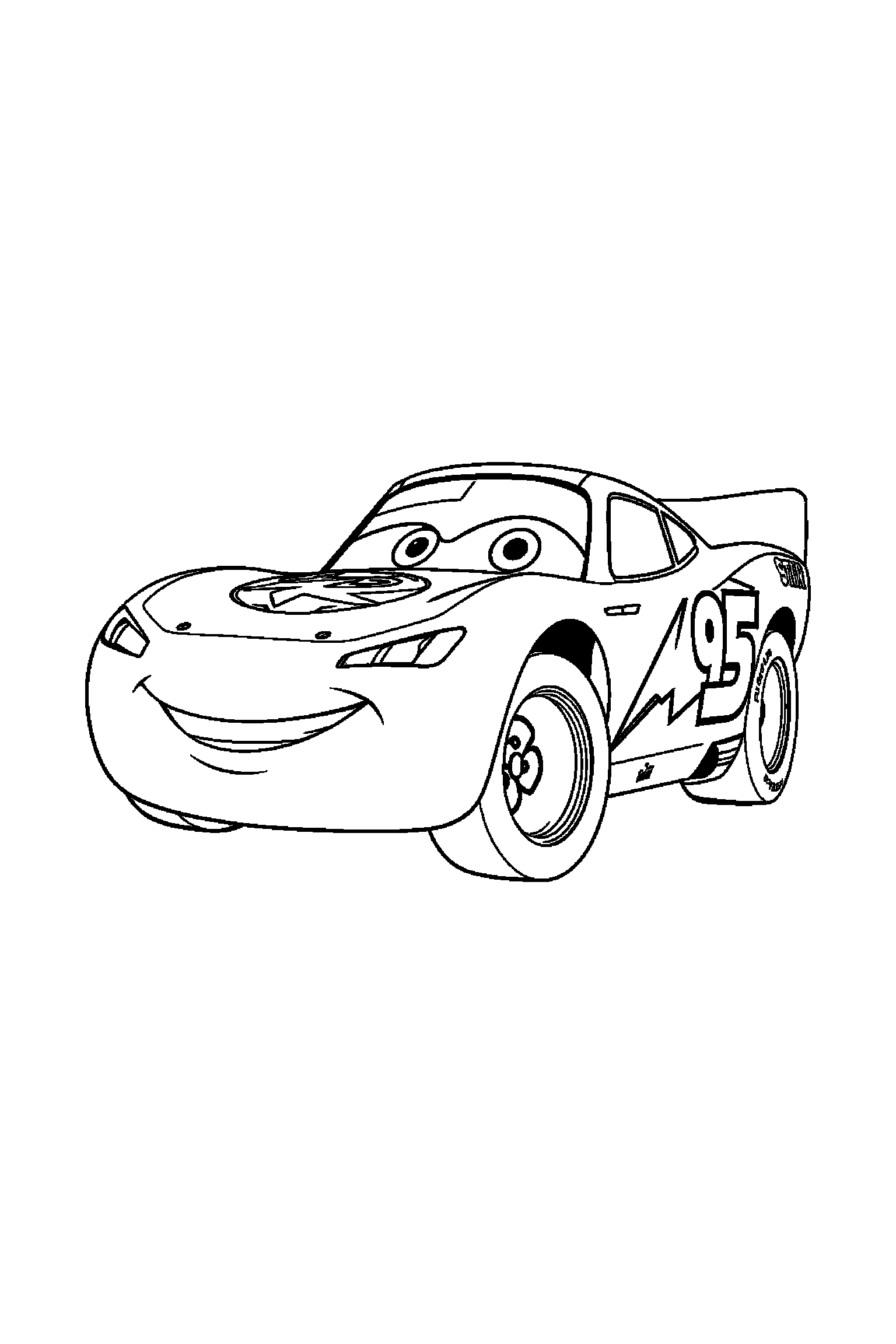 Coloriage Cars gratuit à imprimer : Martin entouré par des motifs étoiles et de petits objets
