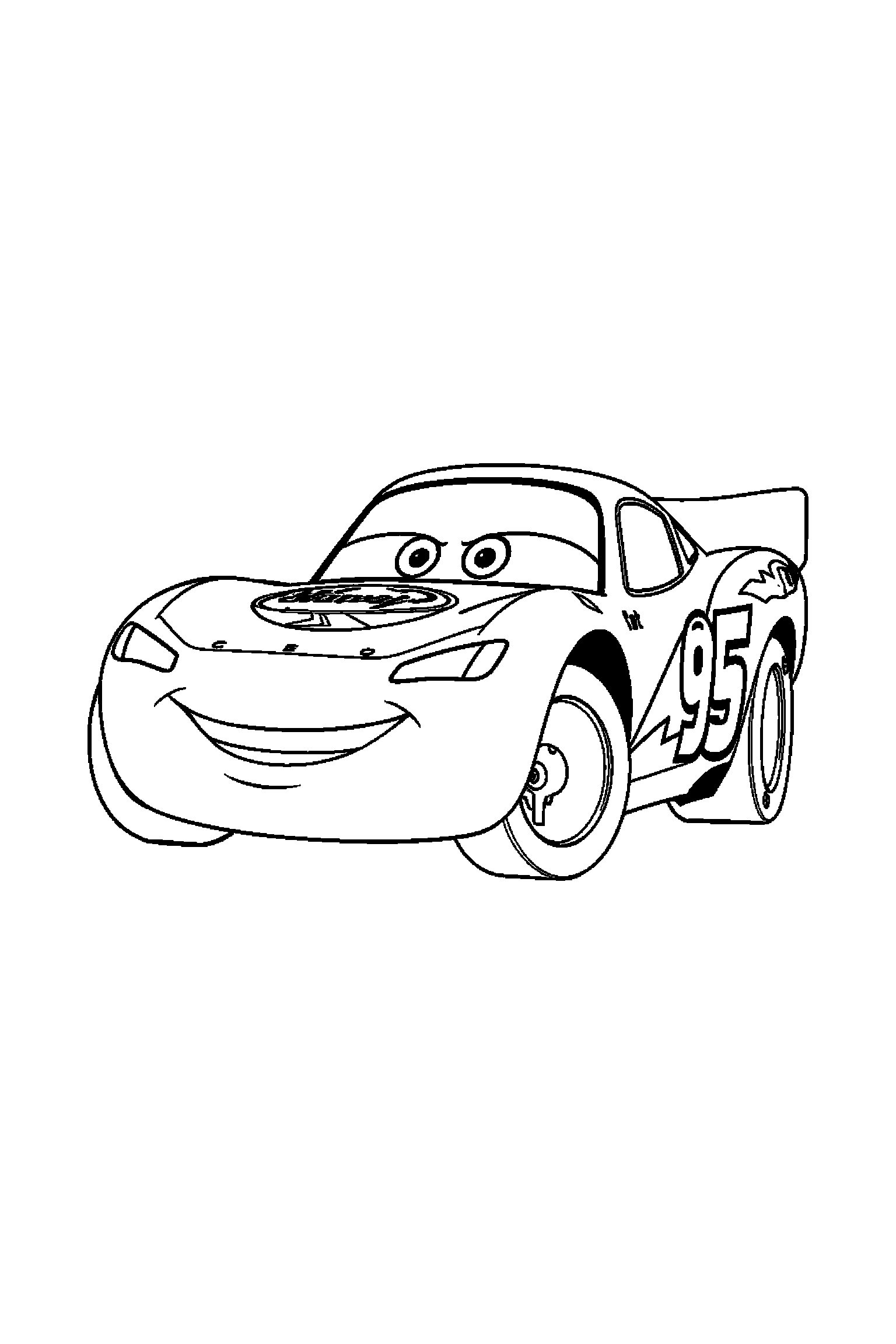 Coloriage Cars gratuit à imprimer : scène verticale avec Sally et les voitures de Radiator Springs