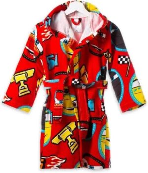 Peignoir à capuche Cars Speed en coton rouge, 4-6 ans, par Caleffi