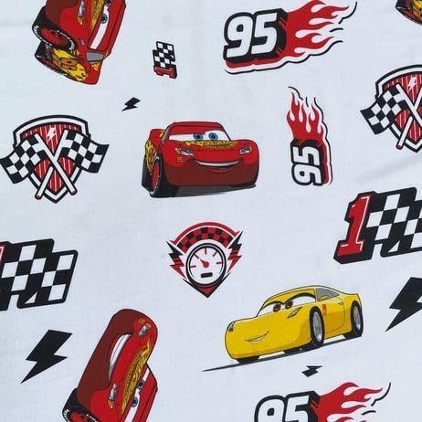 Drap housse Cars blanc en 100% Coton 90 x 200 cm – Image 3