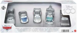 Coffret Disney Pixar Cars 100 Ans avec Flash McQueen, 5 voitures 1/55