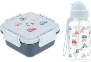 Coffret repas City Cars avec boîte bento 780 ml et gourde Tritan 500 ml