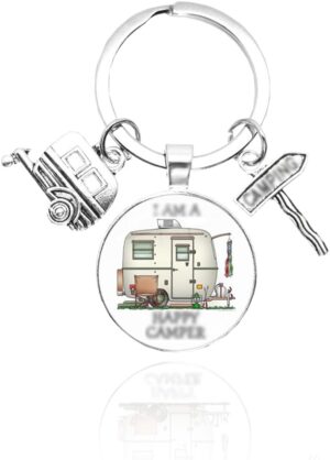 Porte-clés camping-car personnalisable avec charms et prénom