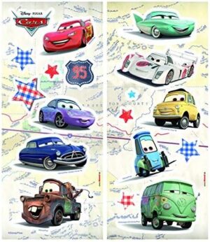 Sticker déco Disney Cars 14cm x 33cm, 2 feuilles et 18 pièces