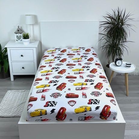 Drap housse Cars blanc en 100% Coton 90 x 200 cm – Image 2