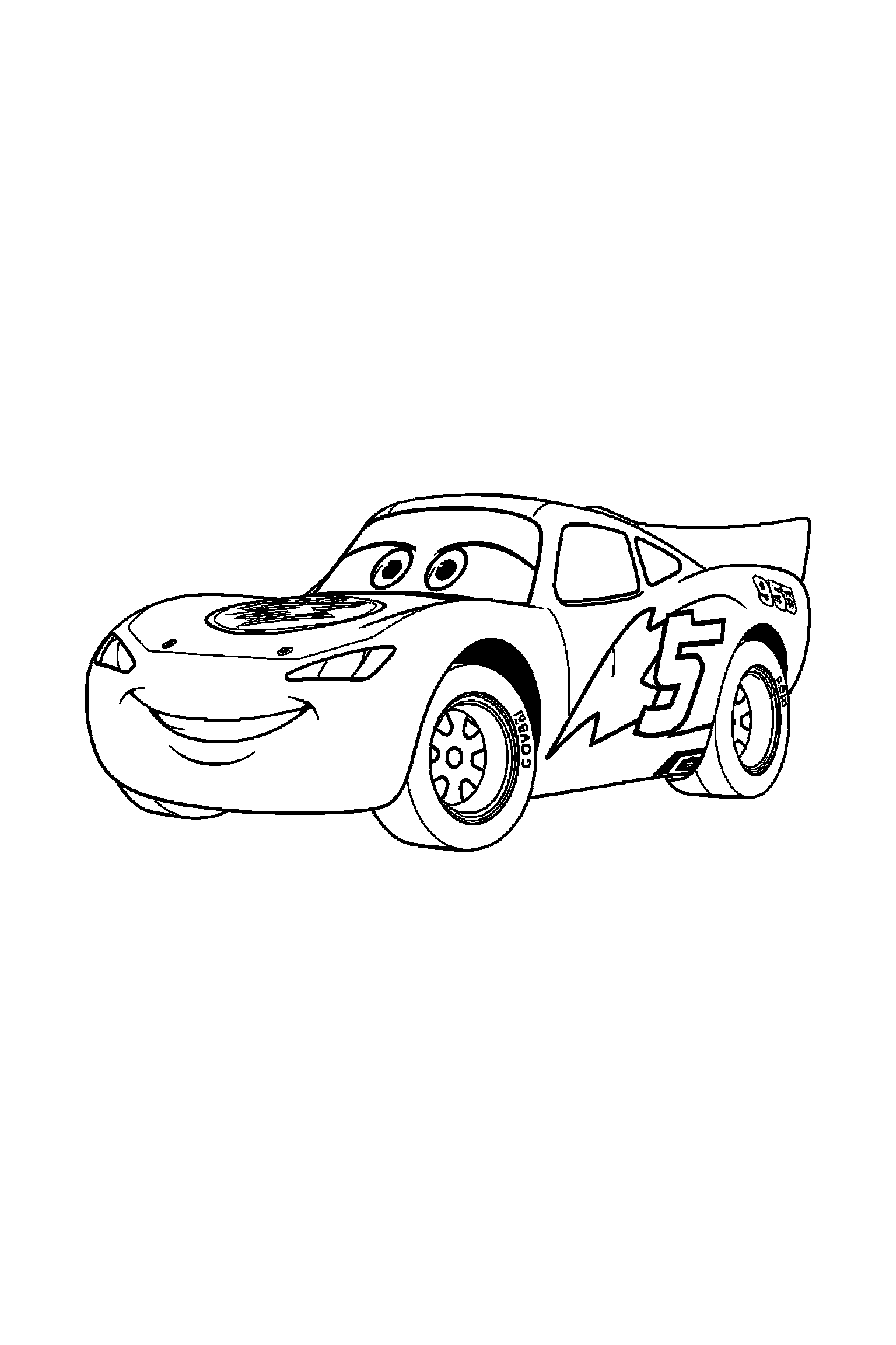 Coloriage Cars gratuit à imprimer : portrait détaillé de Martin avec motifs étoiles