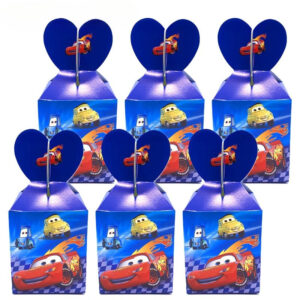 Boîtes à bonbons Cars en carton pour anniversaire, lot de 6