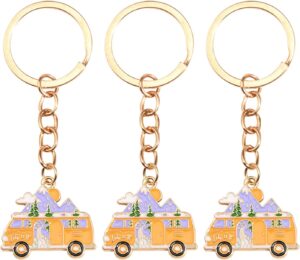 Lot de 3 porte-clés camping-car rétro pour clés et sac
