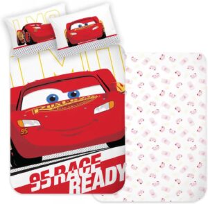 Parure de lit Disney Pixar Cars Lightning McQueen en 100 % coton, 135 x 200 cm