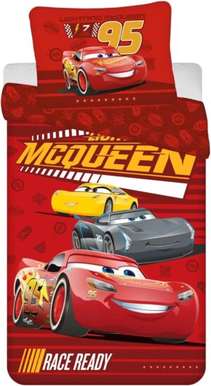 Parure Disney Cars Flash McQueen race ready avec housse de couette 140x200 et taie 70x90