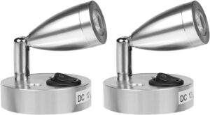 Lampe de lecture LED 12v blanc chaud argent avec interrupteur, 2 pièces