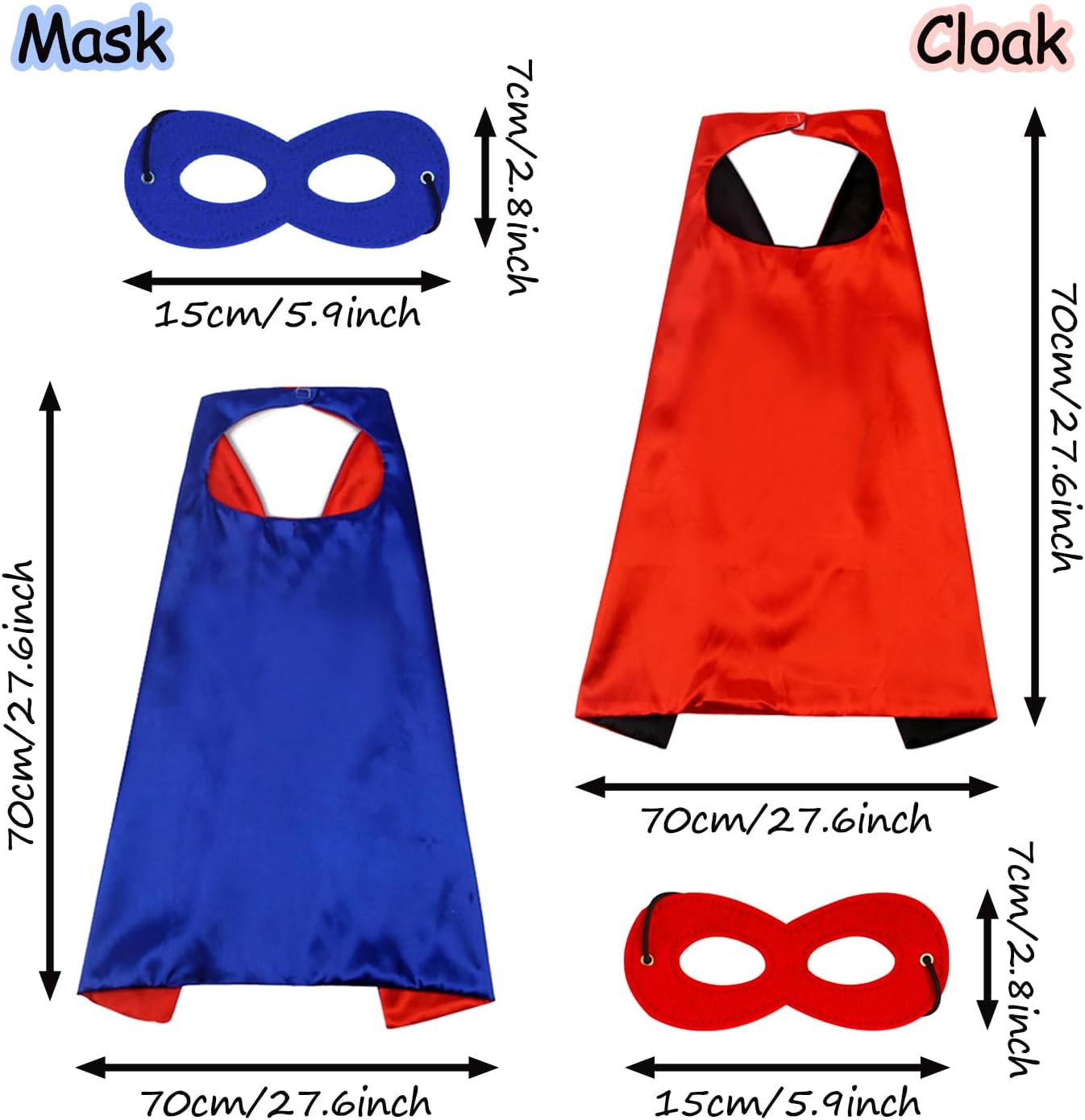 Ensemble super héros enfant avec 2 capes réversibles et 2 masques – Image 2