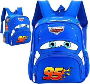 Sac à dos enfant Cars bleu imprimé 3D 34 cm x 29 cm x 13 cm