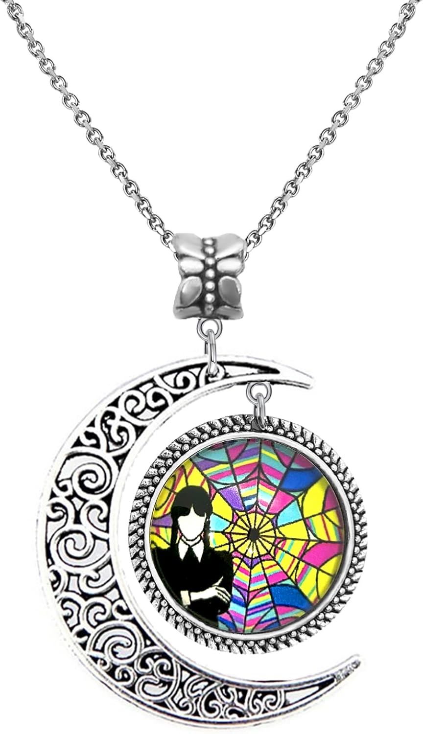 Collier Mercredi au pendentif croissant de lune en alliage