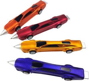Set de 4 stylos à bille Cars en forme de voiture de sport