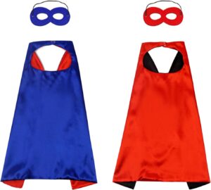 Ensemble super héros enfant avec 2 capes réversibles et 2 masques