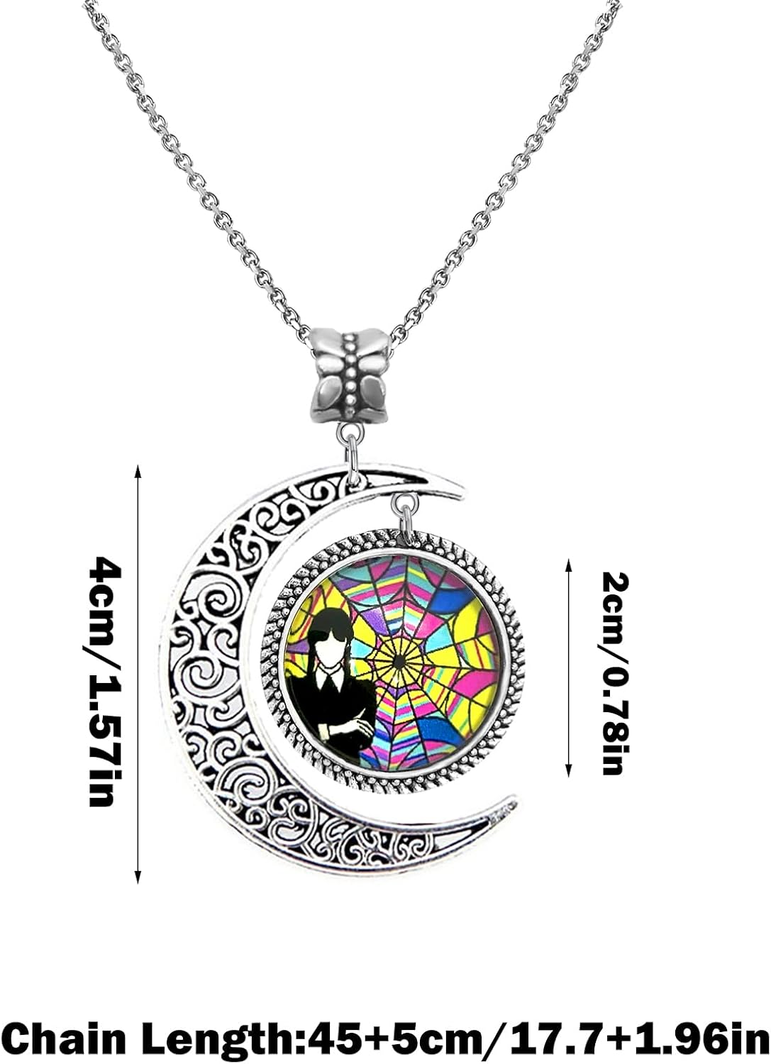 Collier Mercredi au pendentif croissant de lune en alliage – Image 2
