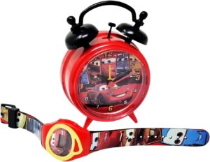 Coffret Disney Cars 2 avec réveil de chevet et montre à bracelet réglable