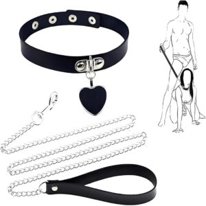 Collier ras du cou gothique ajustable noir en cuir PU avec chaîne et anneau en O