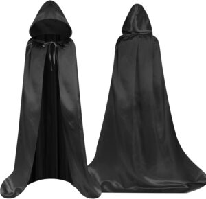 Cape de sorcière enfant à capuche noire taille 100