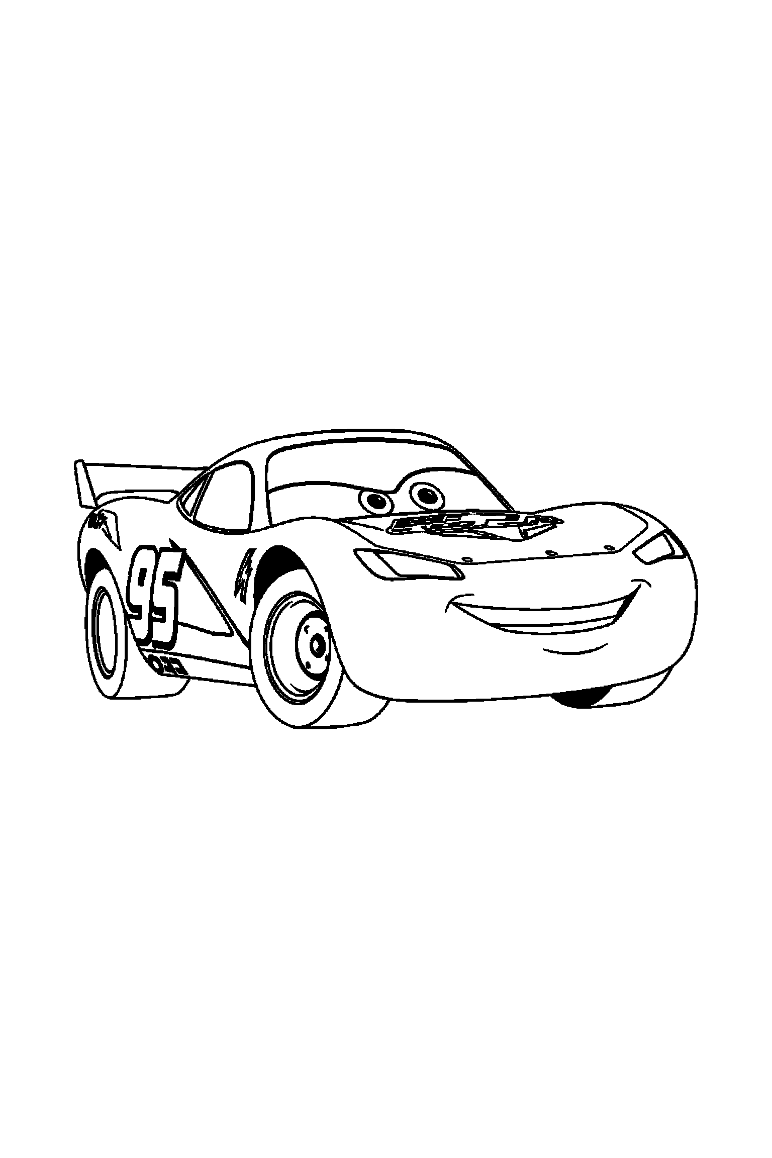 Coloriage Cars gratuit à imprimer : grand coloriage détaillé de un camion souriant avec nuages