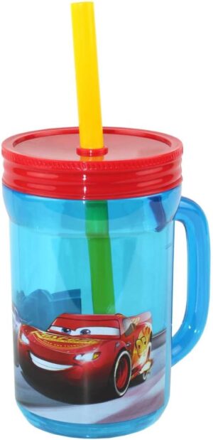 Lot de 3 gobelets Cars avec paille et couvercle à visser
