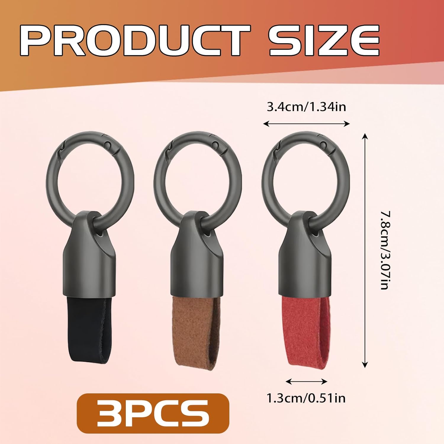 Porte-clés Cars lot de 3 en cuir et acier inoxydable – Image 2