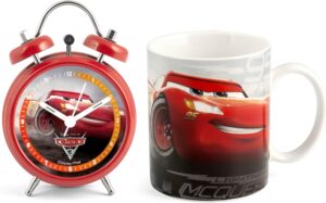 Coffret réveil et mug Disney Cars rouge en porcelaine, 2 unités
