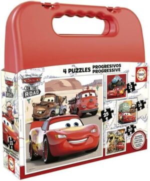 Mallette Educa Cars avec 4 puzzles progressifs de 12 à 25 pièces