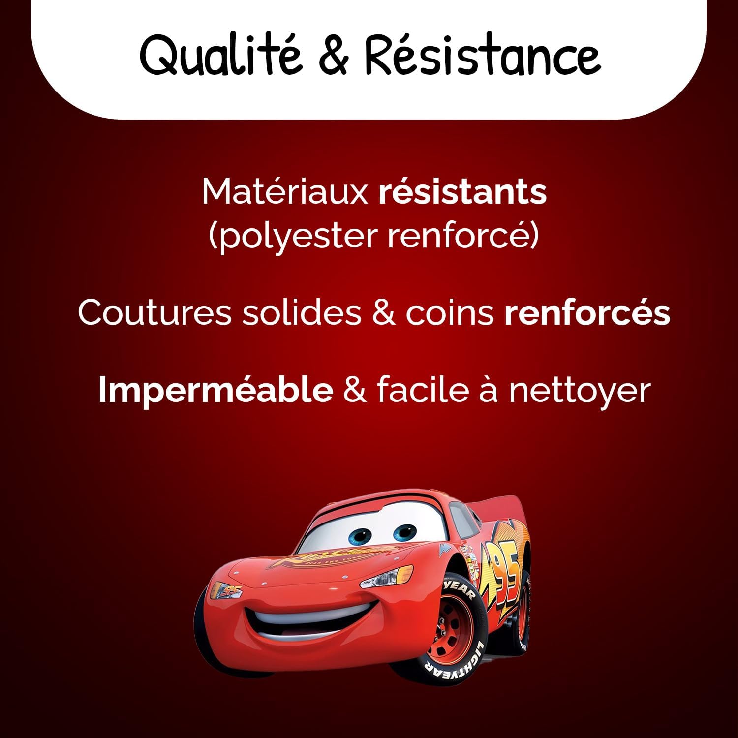 Cartable à roulettes Cars Flash McQueen 38 cm grand rangement rouge – Image 6