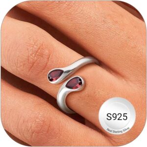 Bague réglable en argent 925 avec zircon, pierre de naissance femme